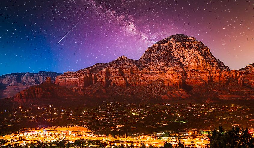 Milk way Galaxy over mountains of Sedona, Arizona