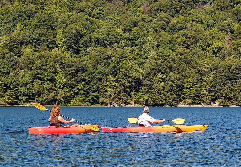 Kayaking at Canadice Lake, New York