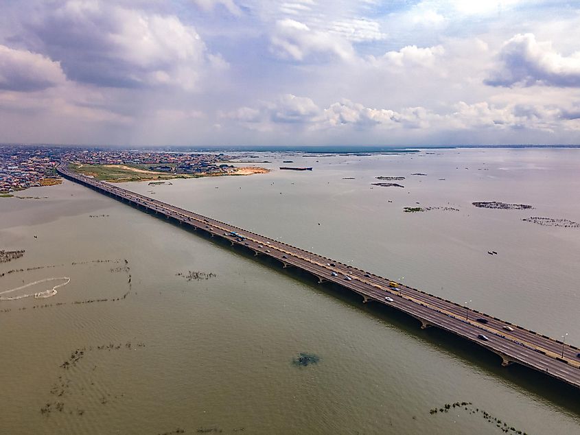 Third Mainland Bridge of Lagos, Nigeria, crossing the Lagos Lagoon.