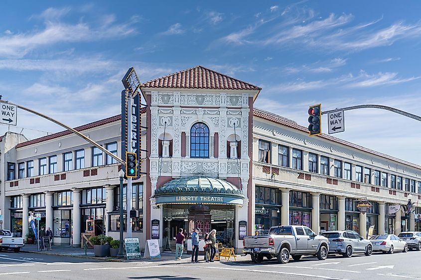 Liberty Theatre, a city landmark, located in downtown Astoria, Oregon, USA.