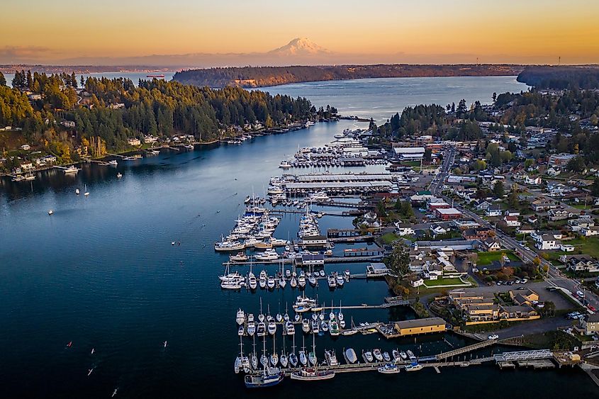 Sunset over Gig Harbor, Washington.