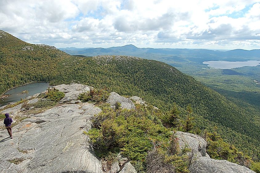 Tumbledown Mountain with Tumbledown Pond (left) and Lake Webb (far right).