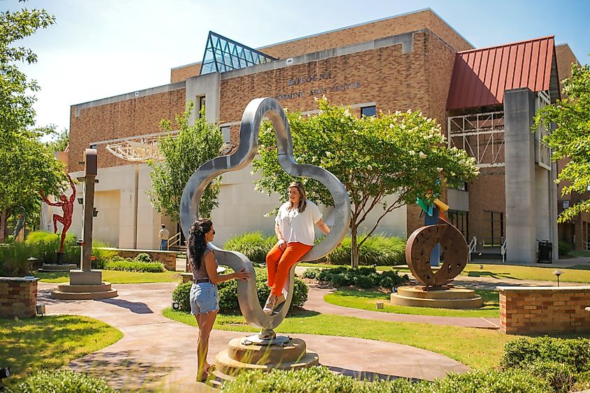 Sculpture Garden at Bologna Performing Arts Center in Cleveland, Mississippi contains part of the more than 50 sculptures positioned around the Mississippi Delta town of Cleveland, Mississippi.