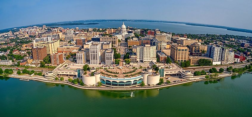 Aerial view of downtown skyline of Madison, Wisconsin