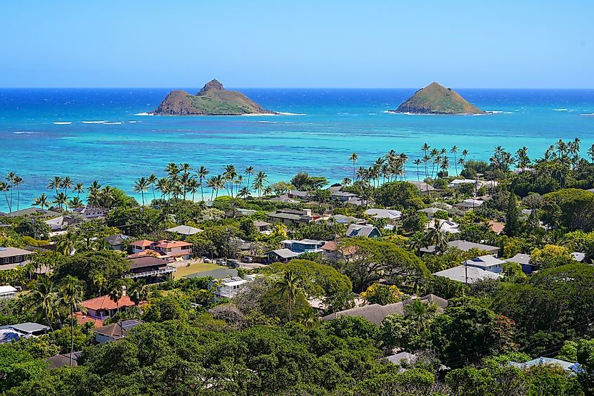 The scenic Hawaiian town of Kailua on the island of Oahu.