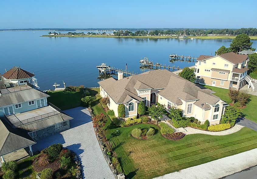 Waterfront homes in Rehoboth Beach, Delaware.