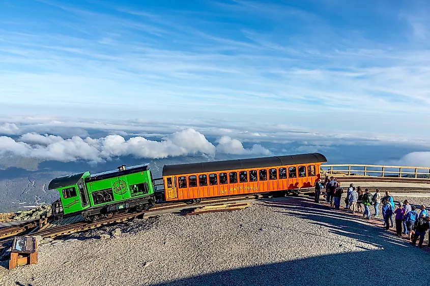 Mount Washington Cog railroad at the top of Mount Washington, New Hampshire. Image credit: travelview / Shutterstock.com.