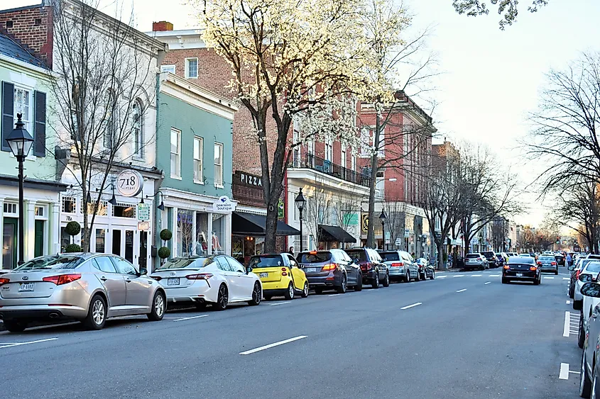 Caroline Street in Fredericksburg, Virginia.