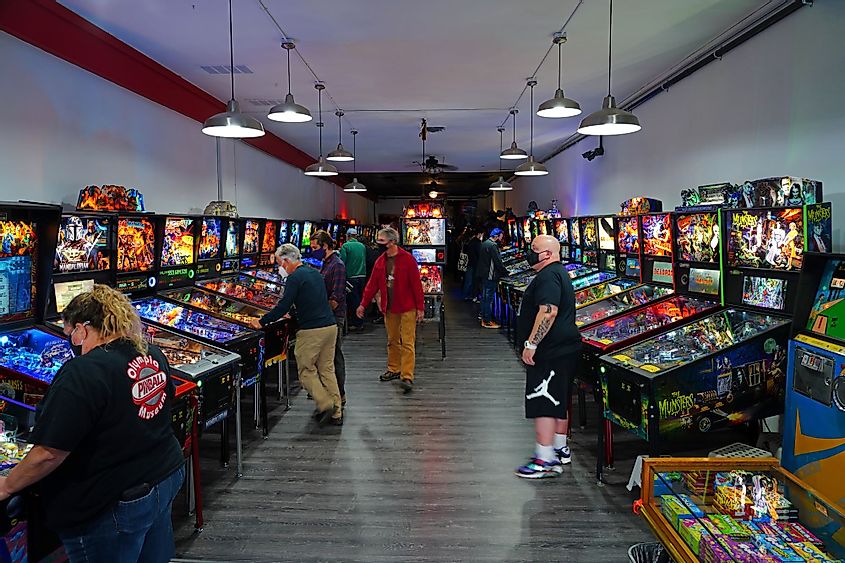 View of the Olympia Pinball Museum in Olympia, Washington