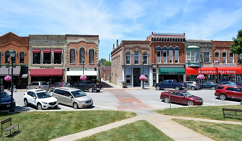 Downtown Winterset, Iowa.