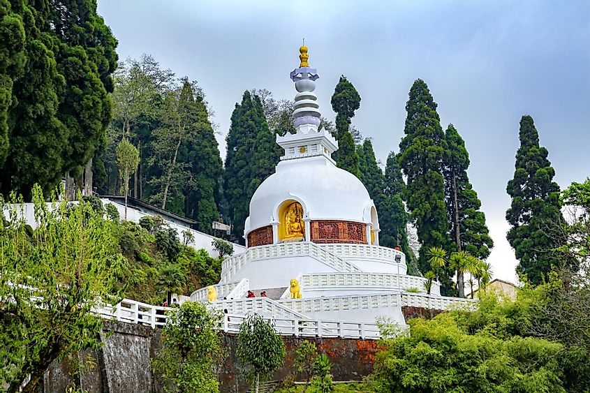 Peace Pagoda in Darjeeling, India. 