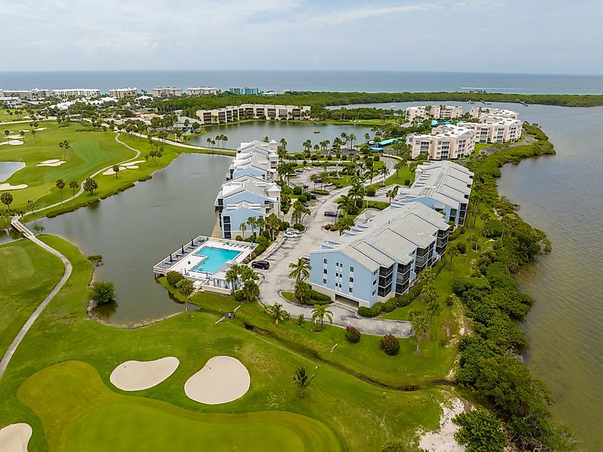 Aerial view of a golf course in Stuart, Florida