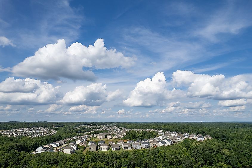 Overhead view of community in Fort Mill, South Carolina