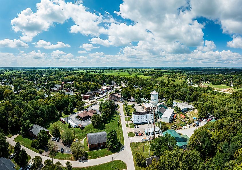 Aerial view of Midway, Kentucky.