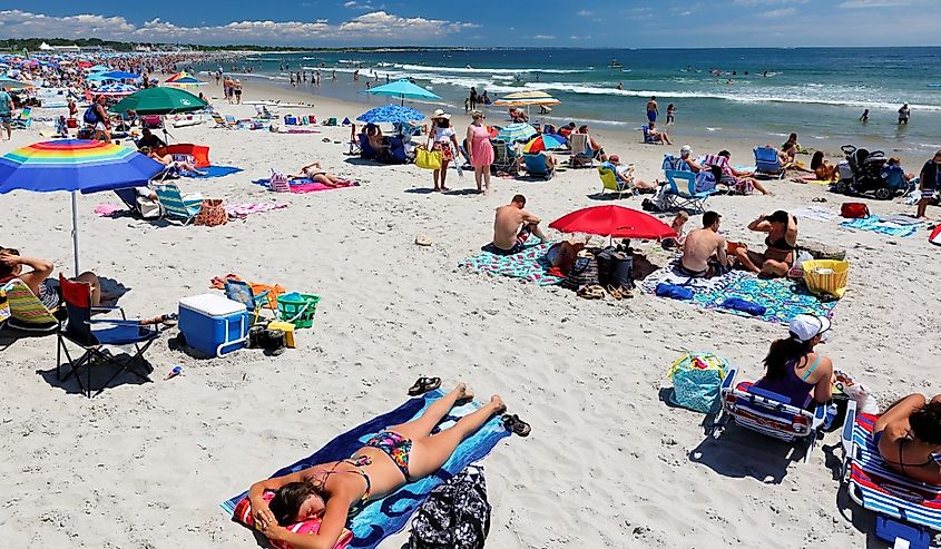 Narragansett Town Beach on a sunny summer day.