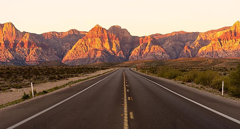 The drive to Red Rock Canyon, Nevada.