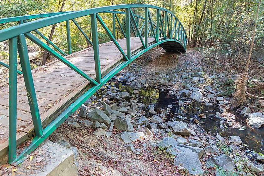 View of a bridge in Restoration Park, West Monroe, Louisiana.