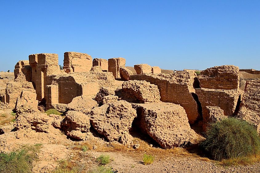 Ruins of the North Palace of the Neo-Babylonian king Nebuchadnezzar II at the ancient city of Babylon, Iraq