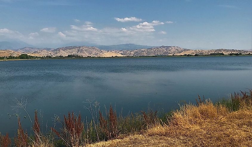 Looking out over Bravo Lake in Woodlake, California.