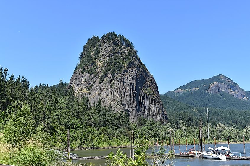 Beacon Rock State Park in Washington state along the Columbia River.