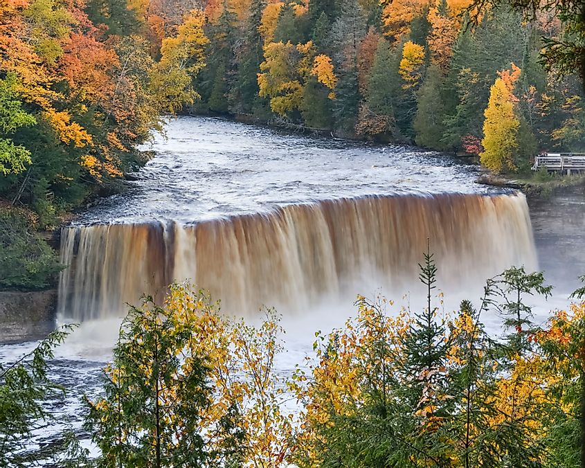 Fall colors at Upper Tahquamenon Falls in Tahquamenon Falls State Park, near Paradise, Michigan