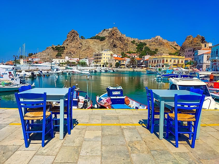 View of Myrina, Limnos island, Greece.