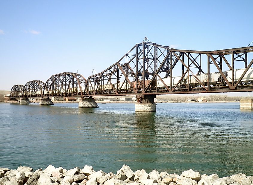 Chicago & Northwestern Railroad bridge over the Missouri River at Pierre, South Dakota.