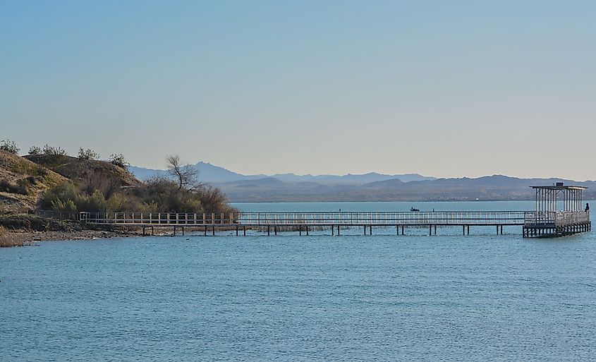 Fishing pier and walkway at Havasu National Wildlife Refuge on Lake Havasu