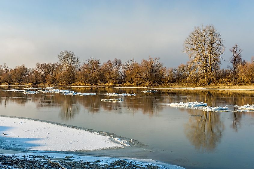 Kuban River in winter.