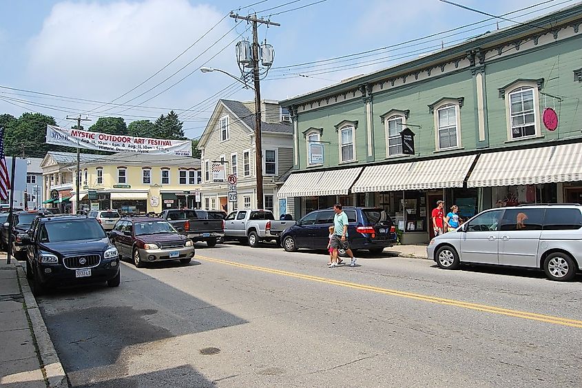 U.S. Route 1 in downtown Mystic, Connecticut.