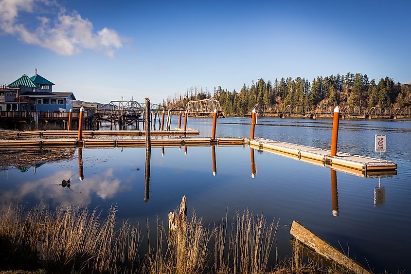 Editorial Photo Credit: Victoria Ditkovsky via Shutterstock. Reedsport, Oregon, USA - December 12th, 2022: Umpqua River ramp in the city park