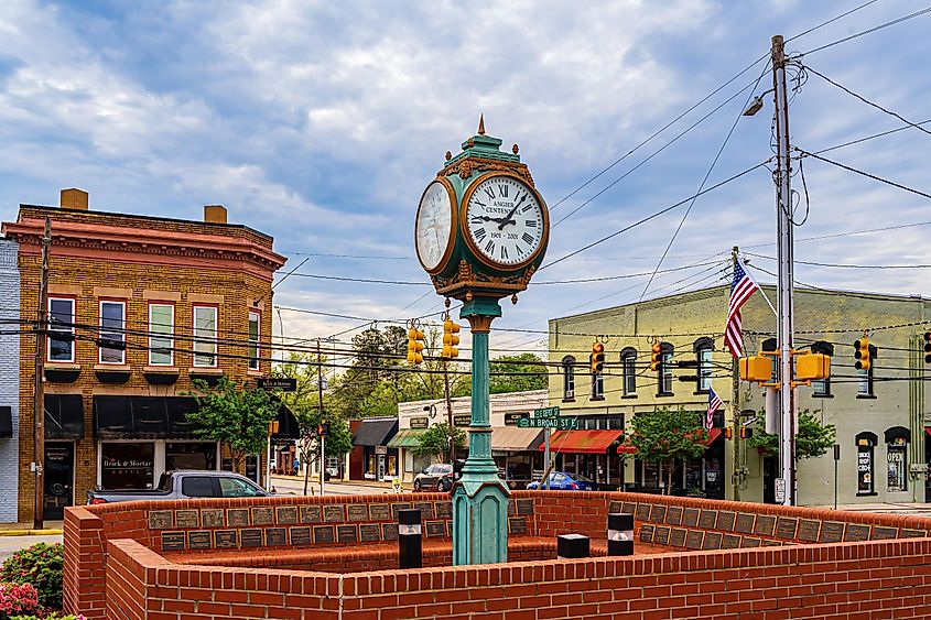  The Angier Town Clock, a downtown landmark.