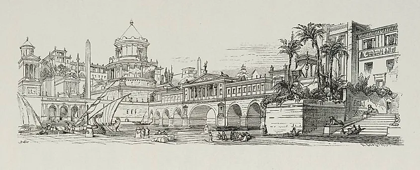 A drawing of ancient Alexandria.