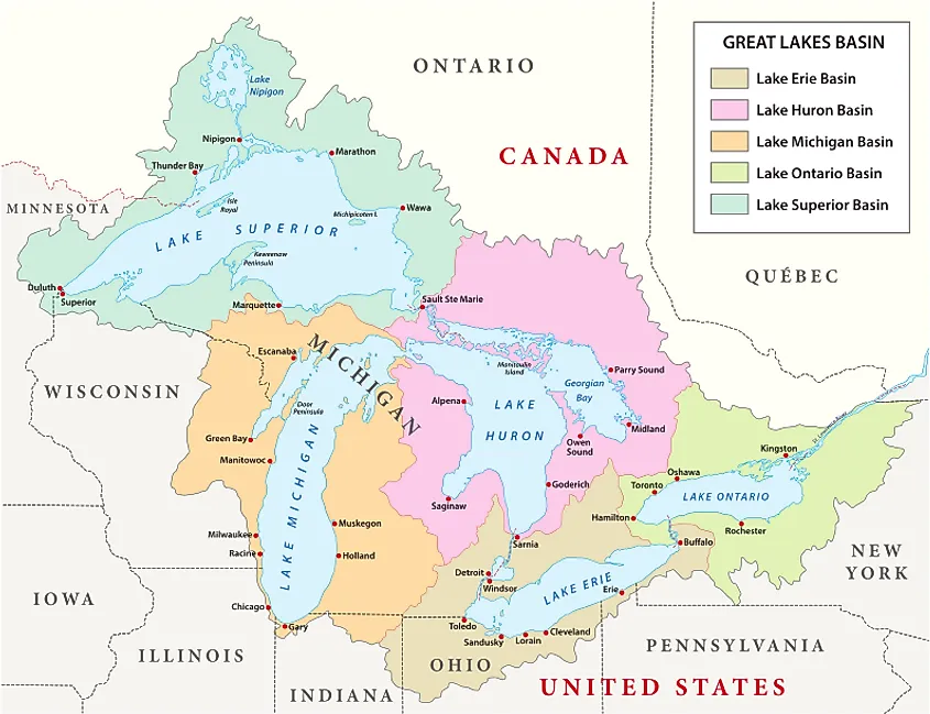 Map of the Great Lakes region.