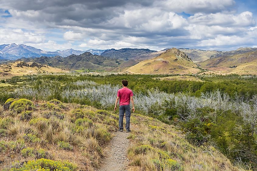 Tourist hiking at Patagonia National Park in Chacabuco Valley, Aysen Region, Chile (DANIELA WEINSTEIN / Shutterstock)