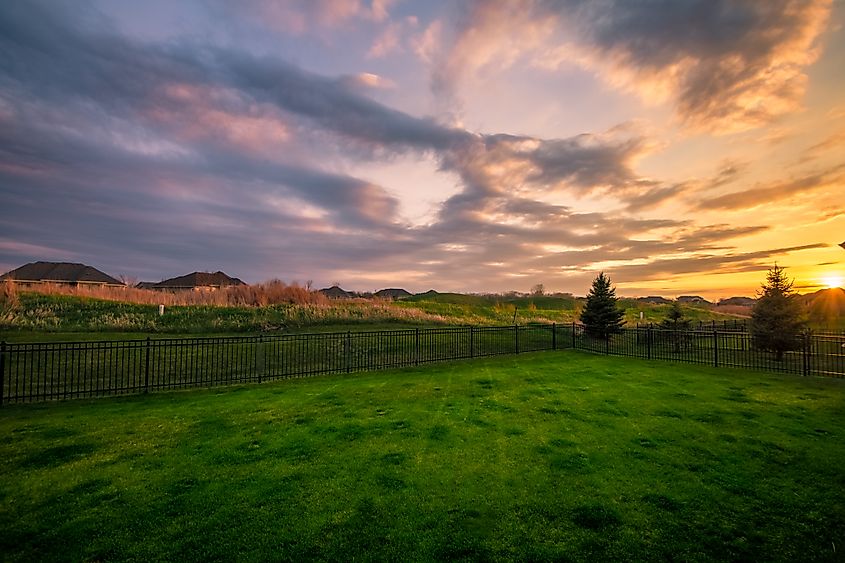 Sunset at a golf course.