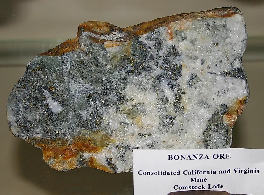 Many tons of rich gold and silver ore, such as the example shown here, built and supported Virginia City