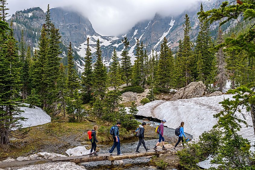 A group of hikers in Estes Park, Colorado