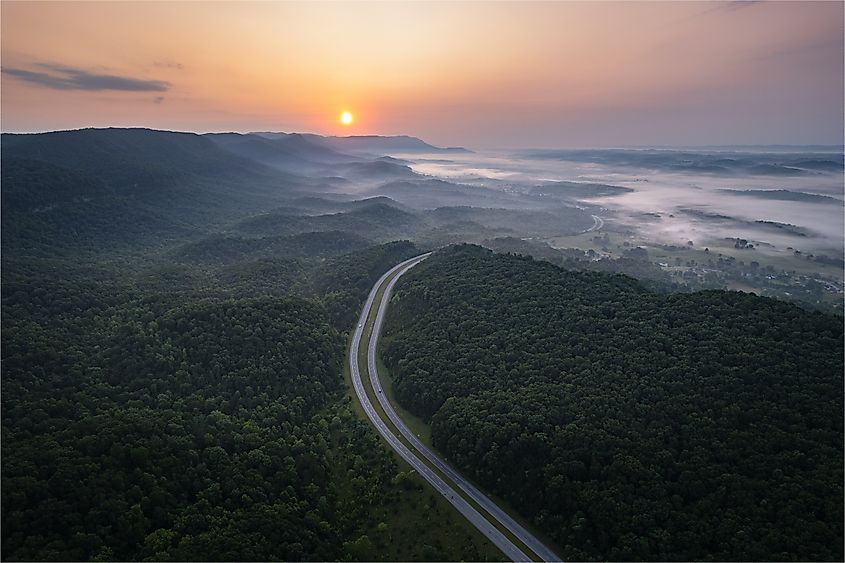 Cumberland Gap through Cumberland Mountains