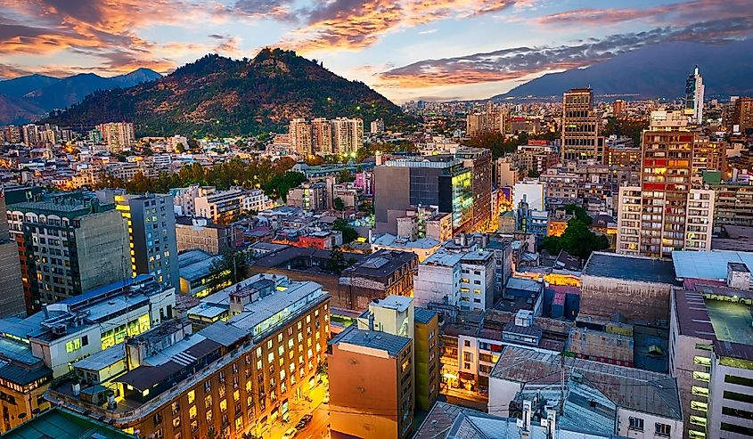 Evening panorama of Santiago de Chile