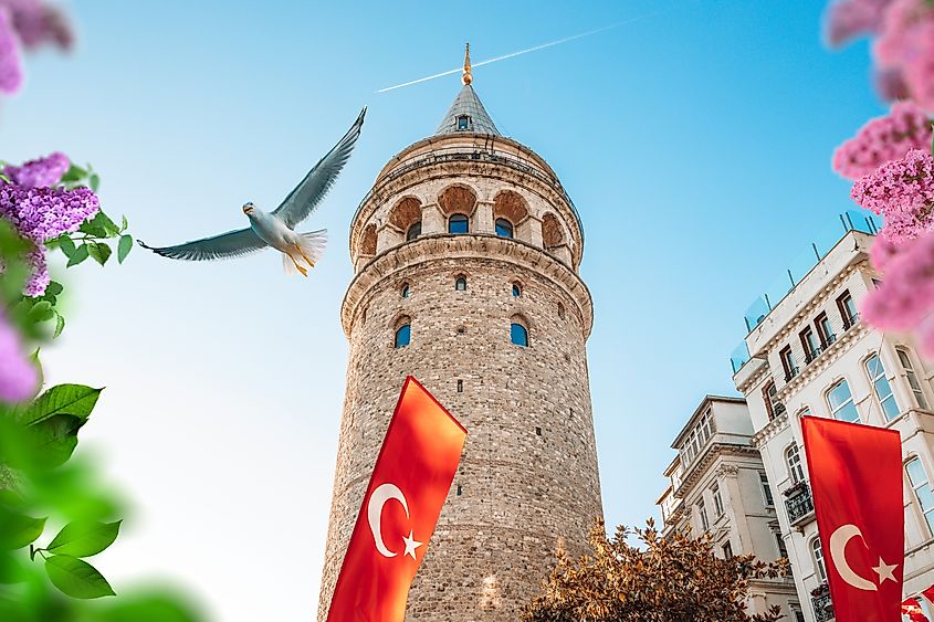 Galata Tower Flag of Turkish.
