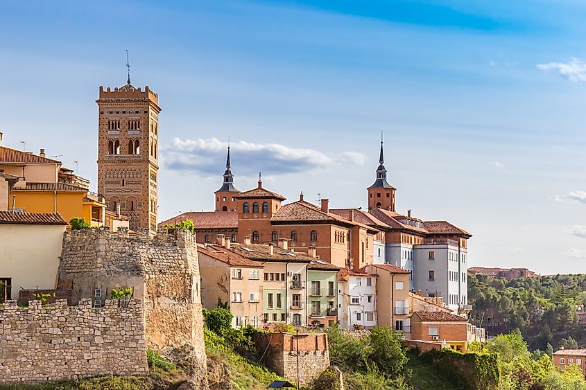 Historic towers and houses at the surrounding city wall in Teruel, Spain