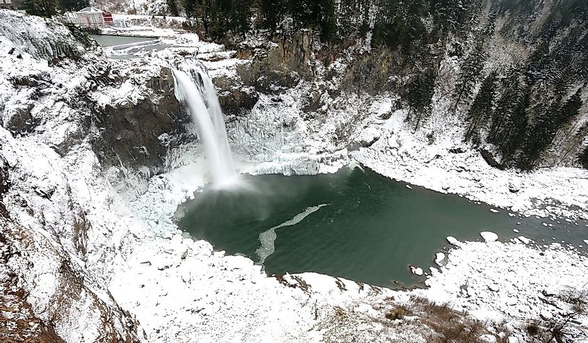 Snoqualmie Falls, Washington In Winter
