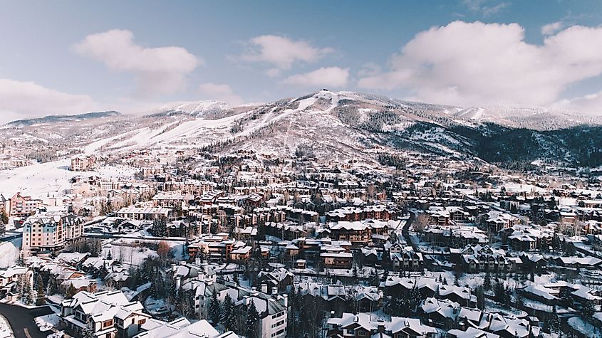 Aerial view of Steamboat Springs, Colorado