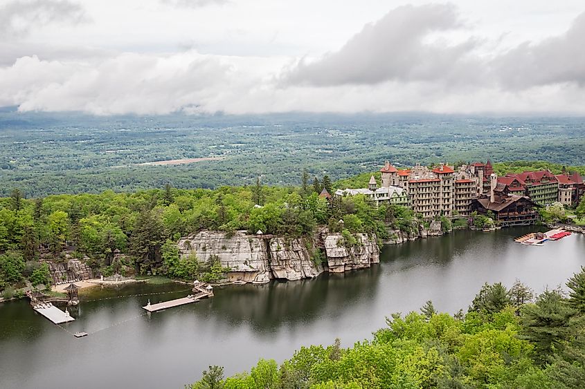 Mohonk Mountain House in New Paltz, NY shown here with beach area