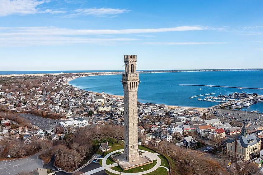 Aerial view of Provincetown in Cape Cod, Massachusetts.