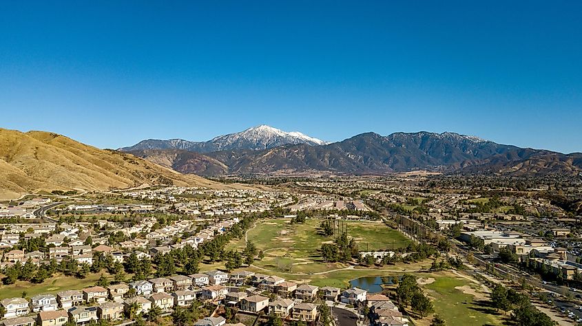 Snow Capped Mount San Gorgonio above Yucaipa Valley Golf Course, San Bernardino Mountains