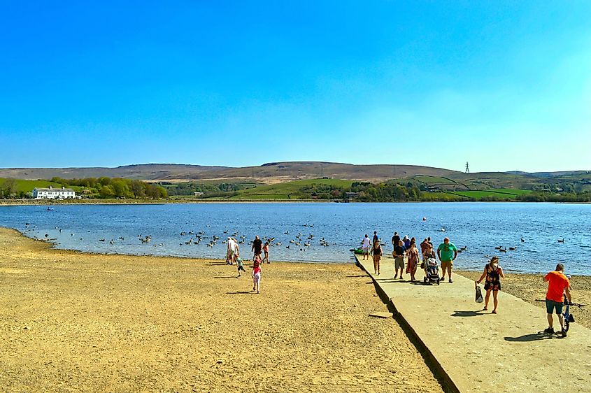 Visitors at Hollingworth Lake in Rochdale