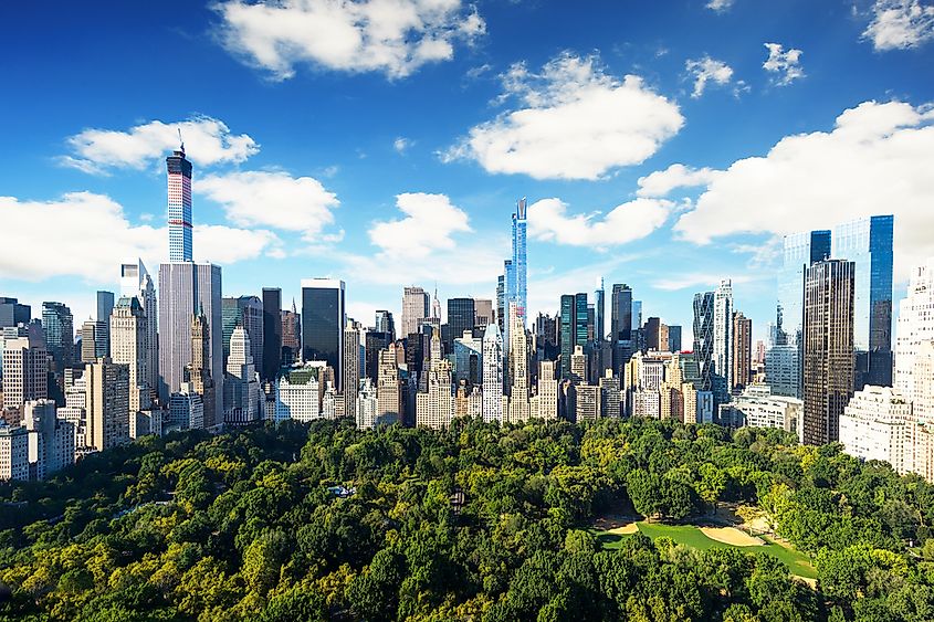 Central Park below the Manhattan skyline.