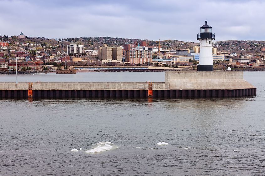 Duluth Lighthouse and Lake Superior in Duluth, Minnesota